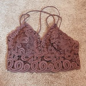 VS Pink Mauve Crochet Lace Bralette, Size L